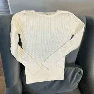 Sonoma Womens Cream Cable Knit 100% Cotton Sweater Size S